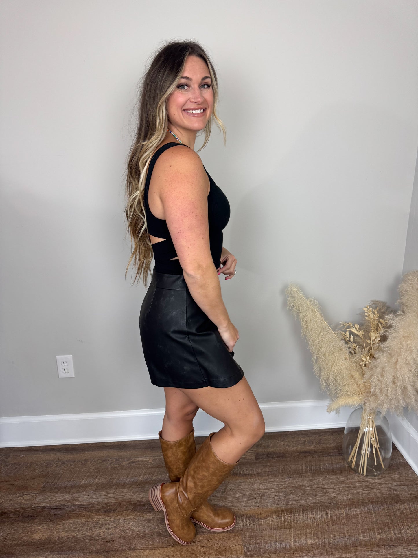 Elvis Faux Leather Skort