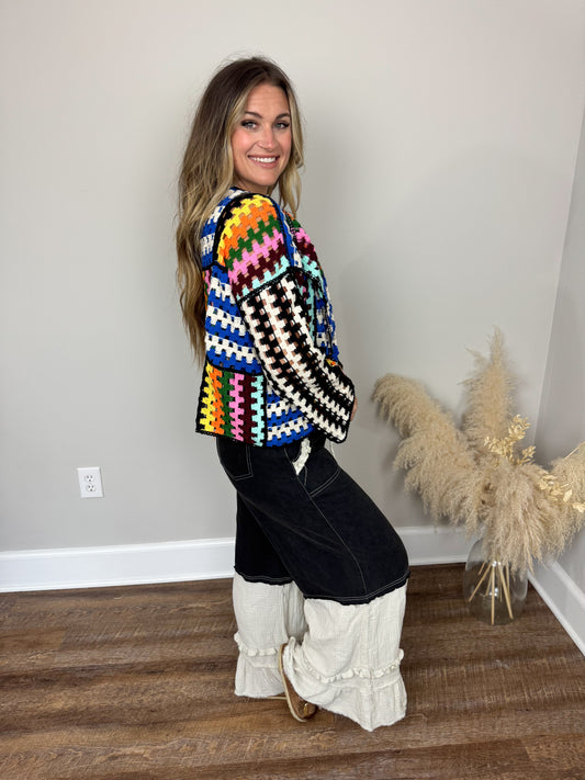 Emilia Crochet Cardigan | Blue