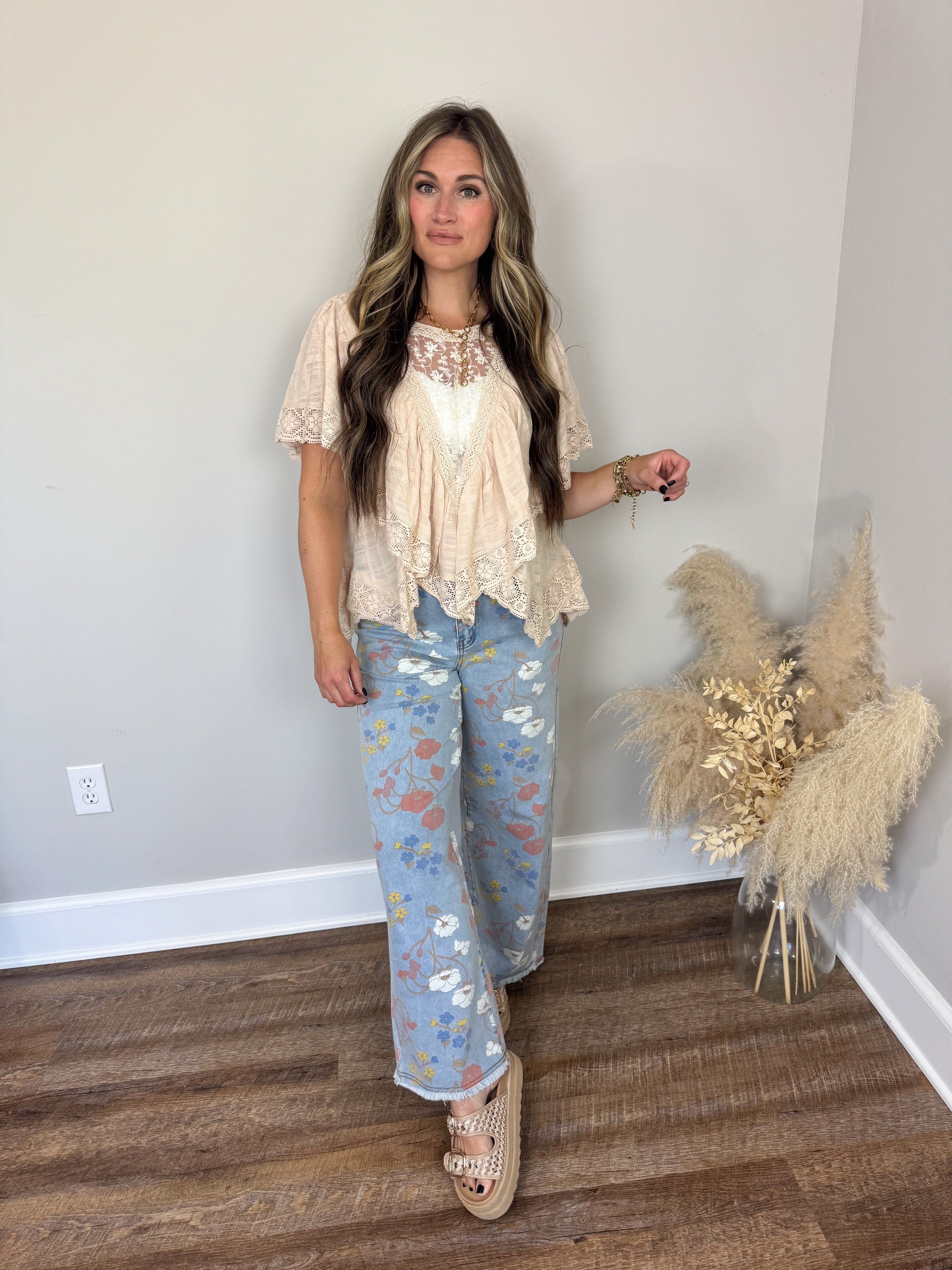 Clover Lace Top | Almond