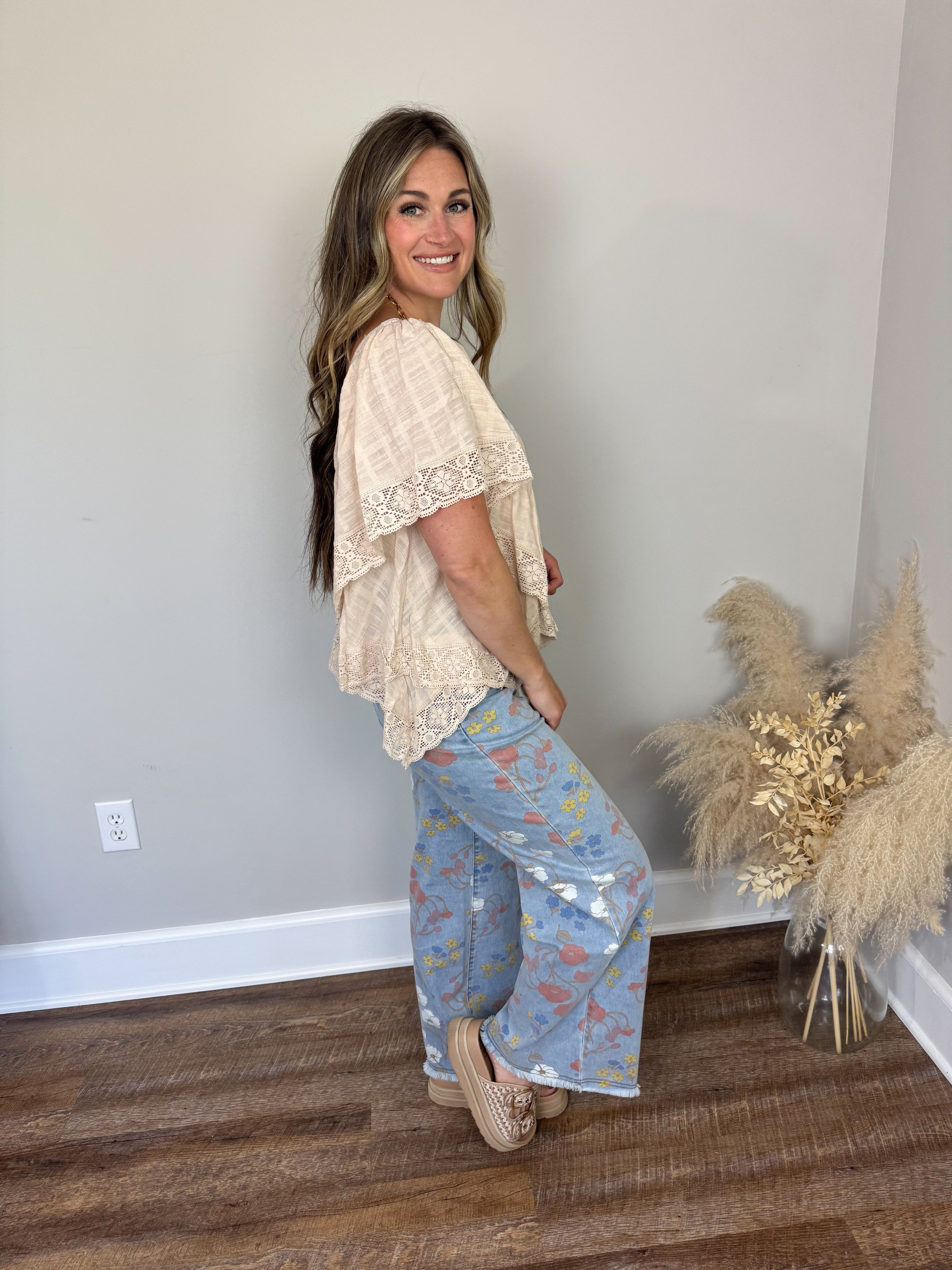 Clover Lace Top | Almond