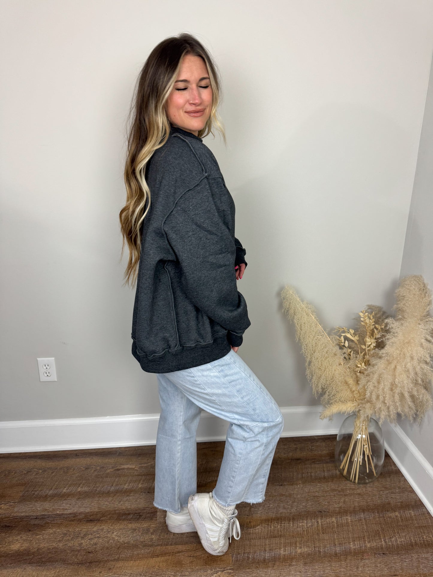 Salt Lake Mock Neck Sweatshirt | Charcoal