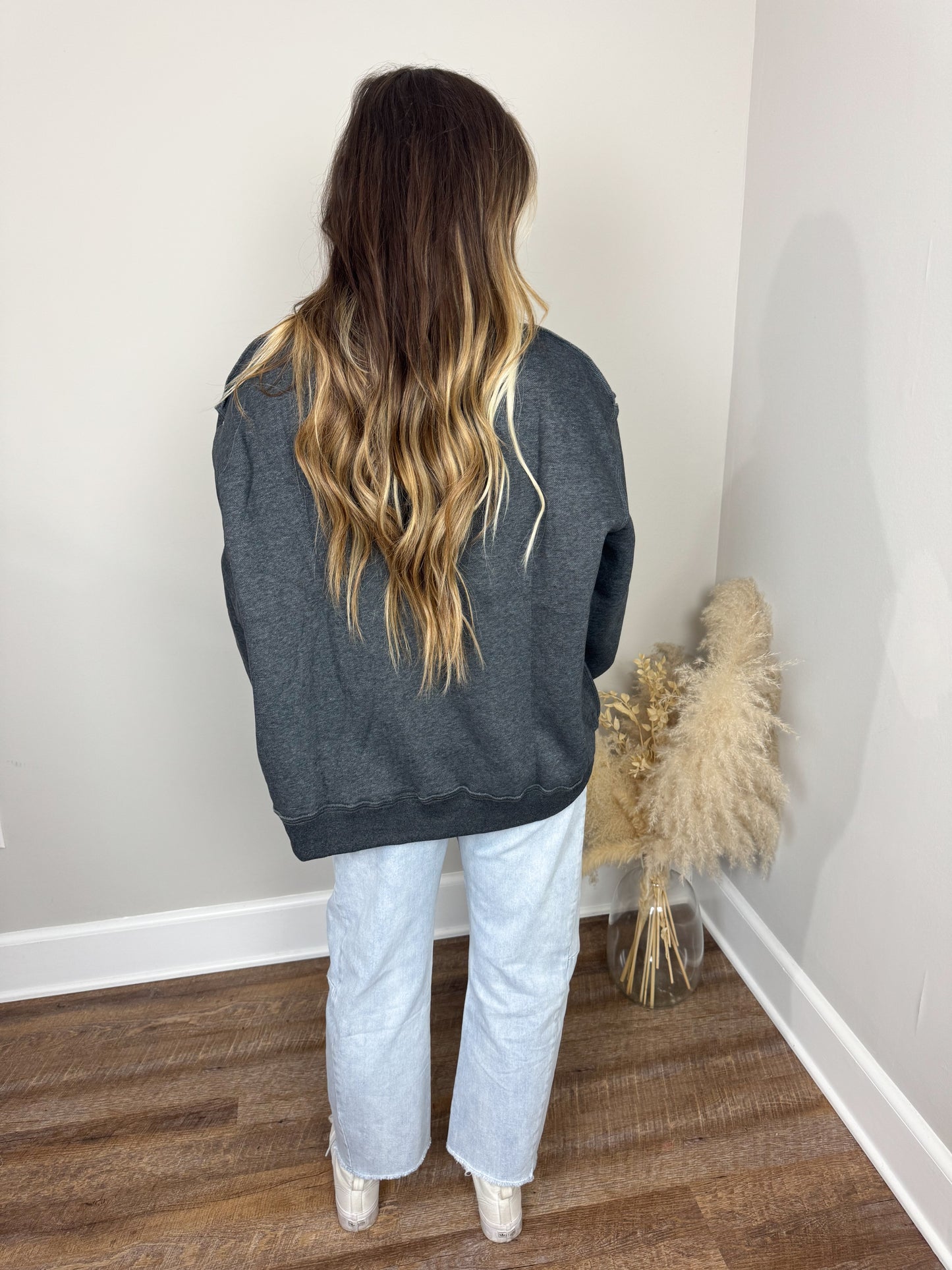 Salt Lake Mock Neck Sweatshirt | Charcoal