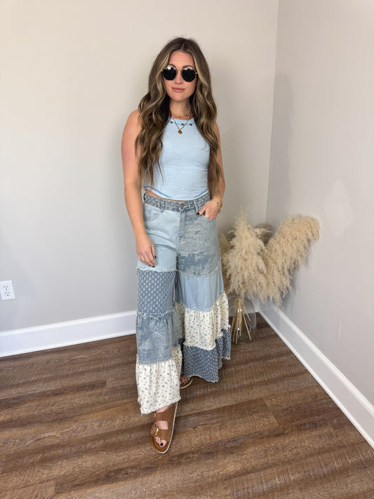 Quinn Contrast Pants | Denim