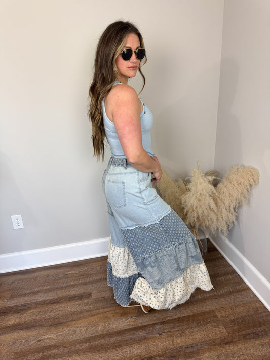 Quinn Contrast Pants | Denim
