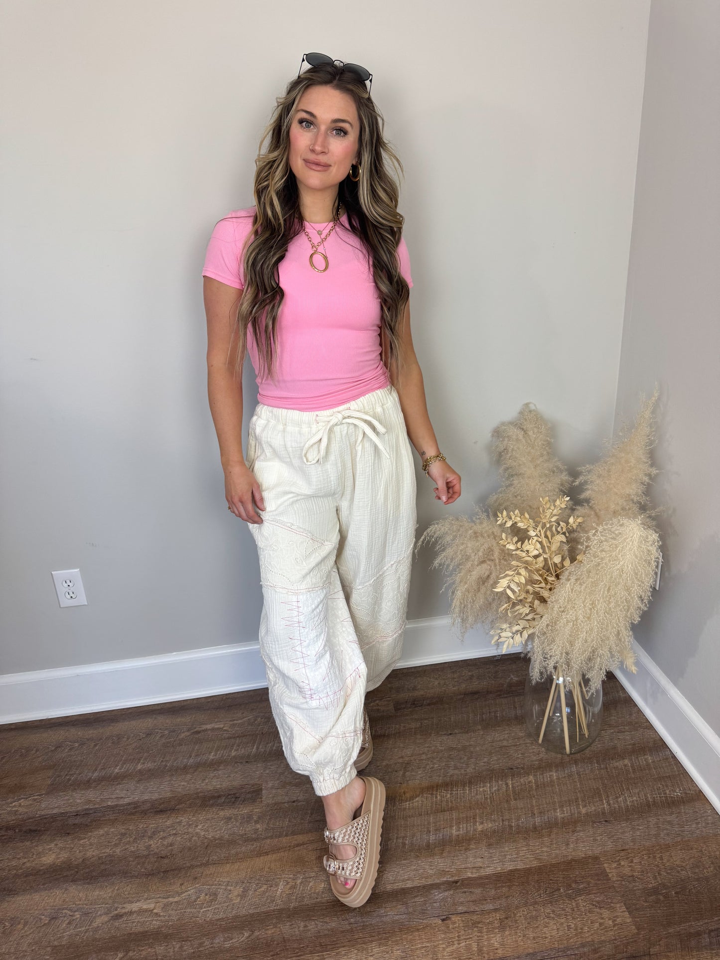 Clark High Neck Short Sleeve Top | Pink