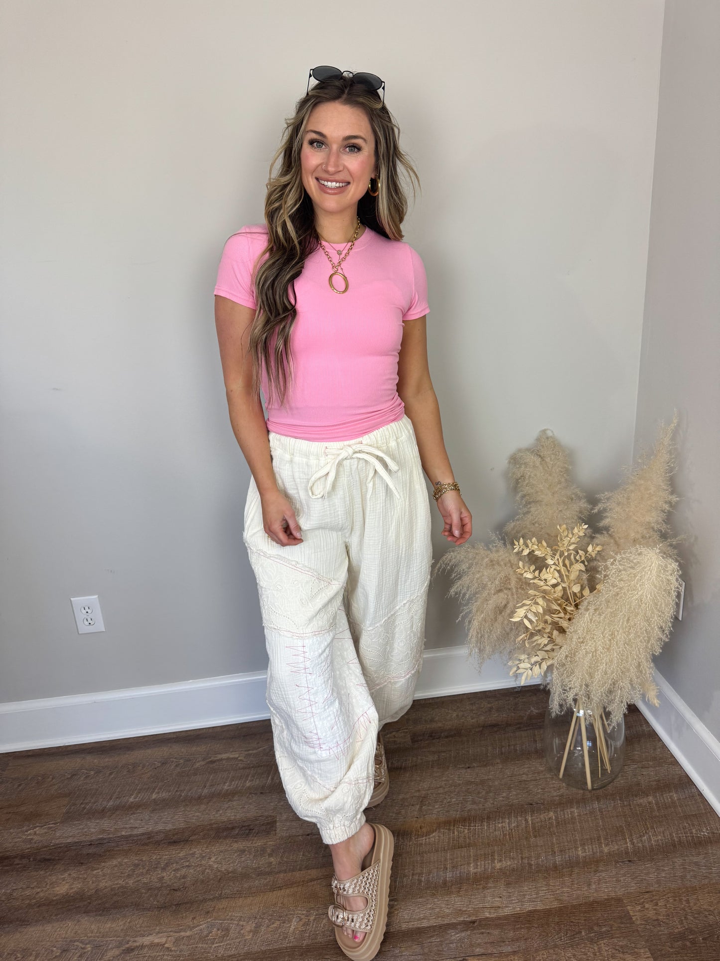 Clark High Neck Short Sleeve Top | Pink