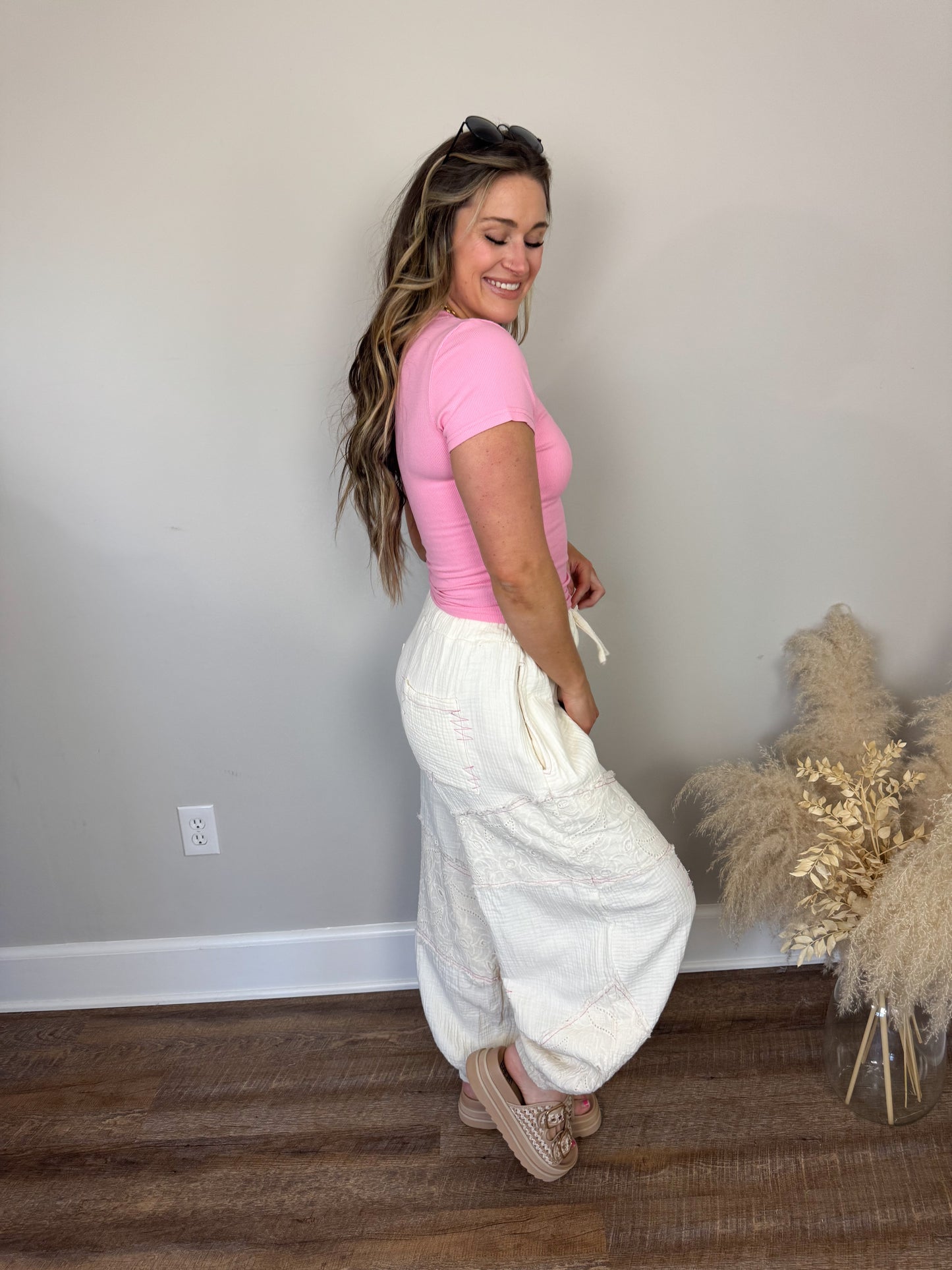 Clark High Neck Short Sleeve Top | Pink