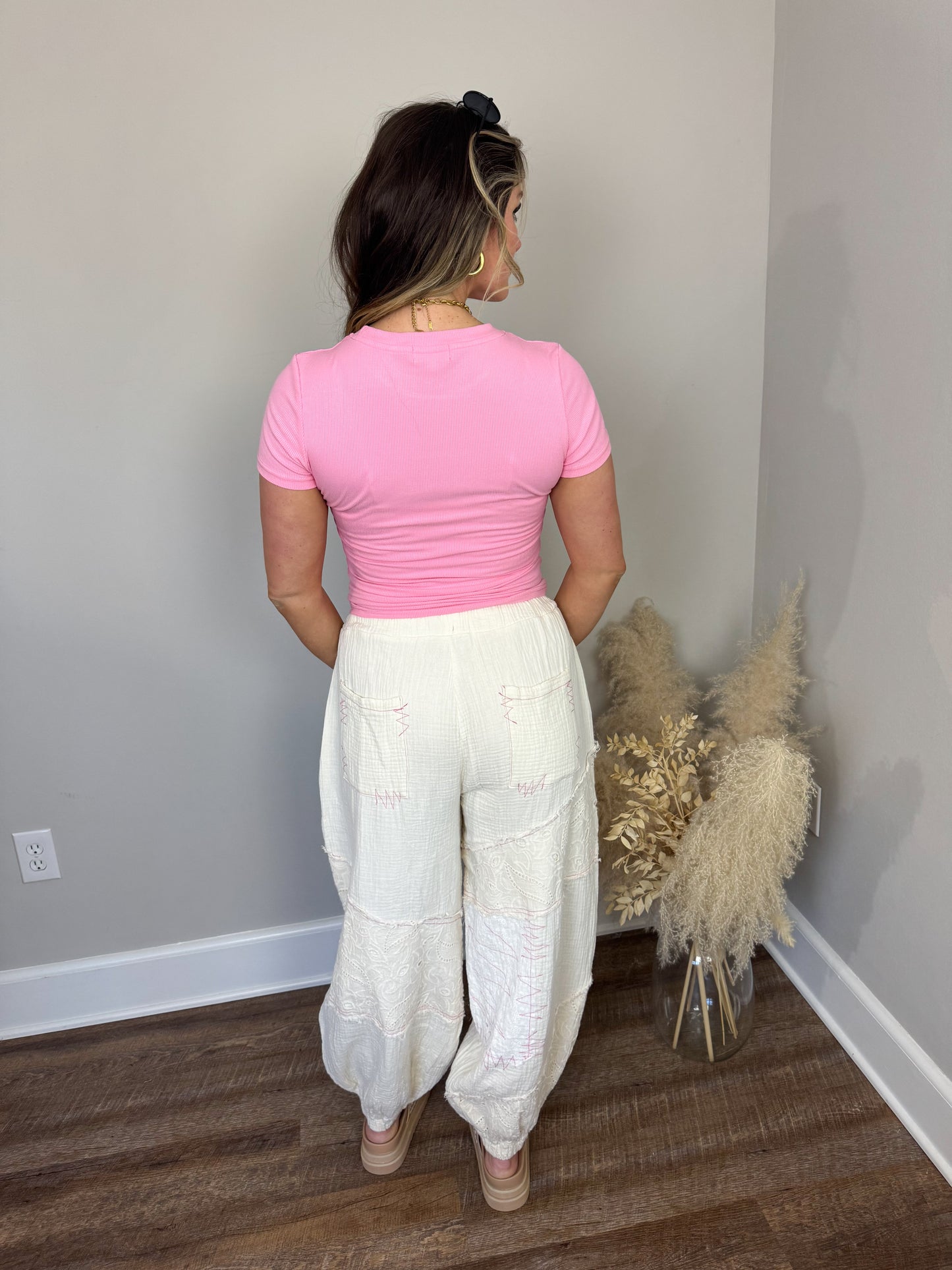 Clark High Neck Short Sleeve Top | Pink