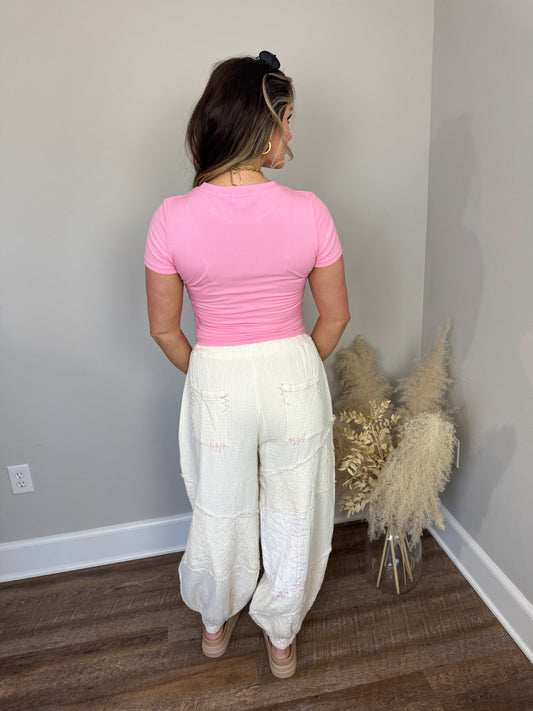 Clark High Neck Short Sleeve Top | Pink