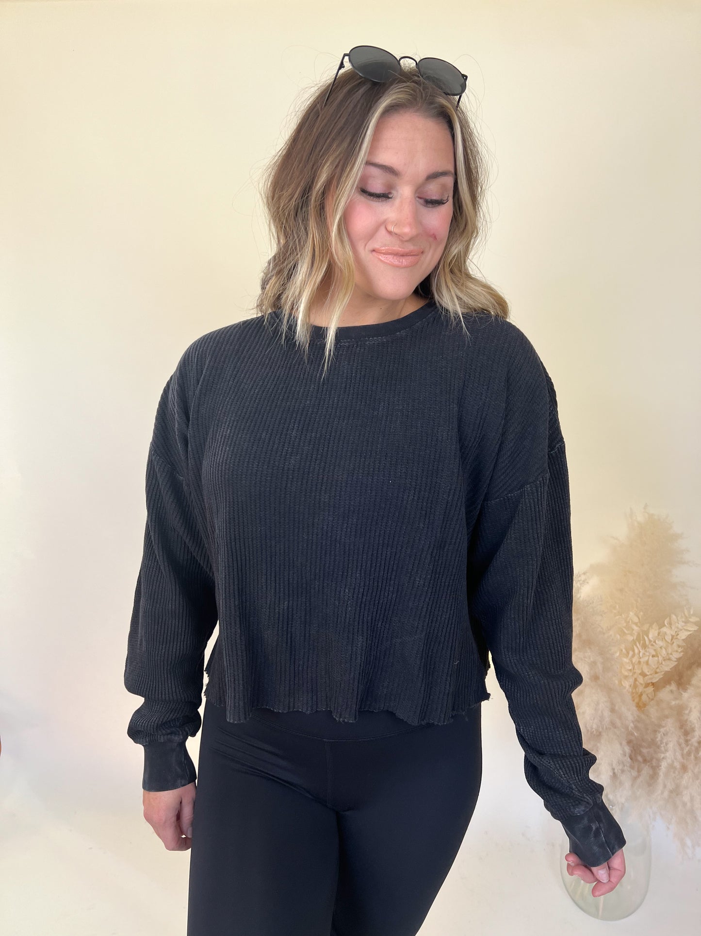 My Kinda Day Waffle Top | Black