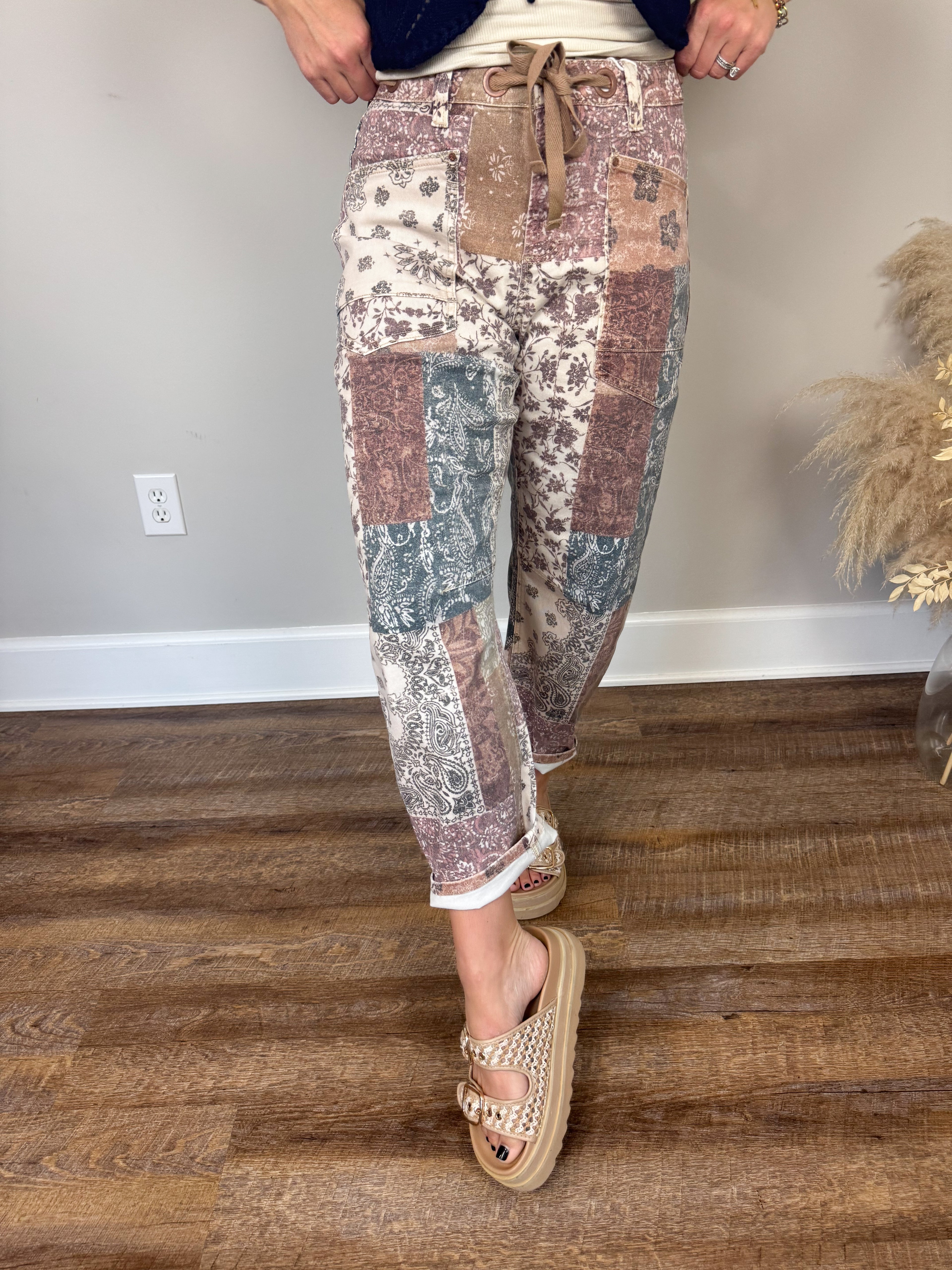 Risen Patchwork Barrel Jeans
