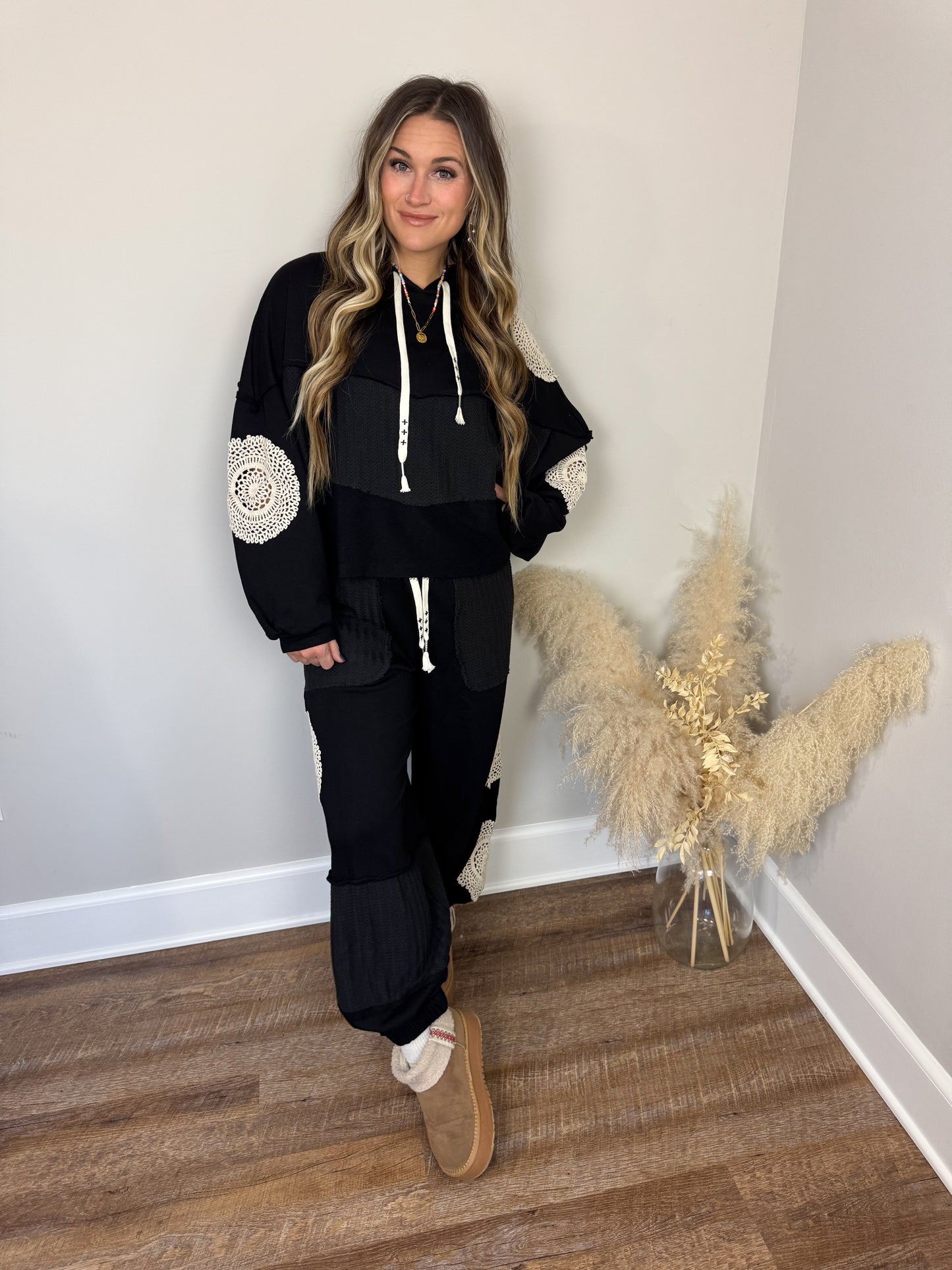 Kylie Crochet Hoodie | Black [Love Sal X POL]