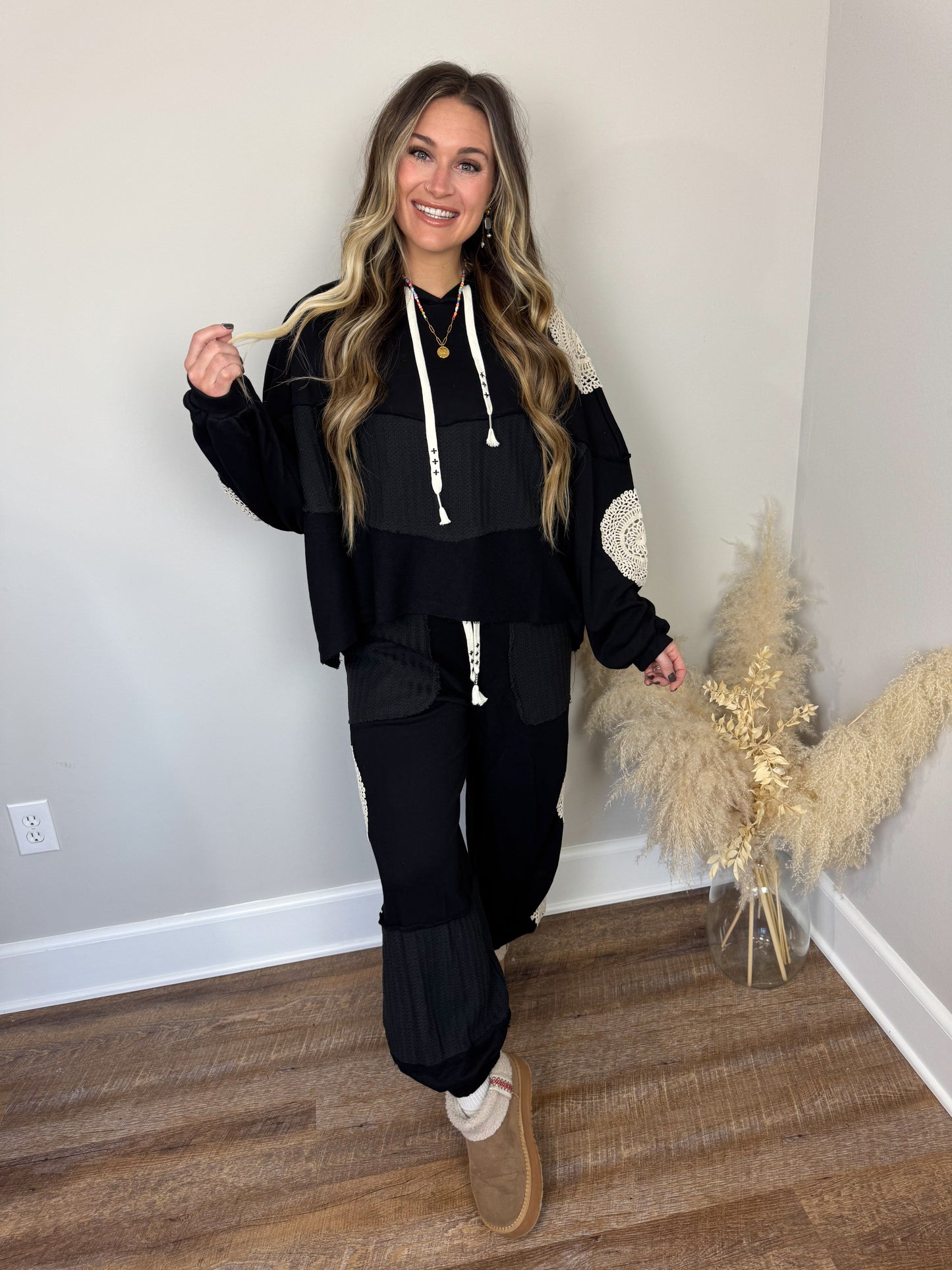 Kylie Crochet Joggers | Black [Love Sal X POL]