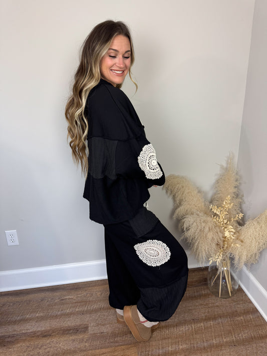 Kylie Crochet Hoodie | Black [Love Sal X POL]