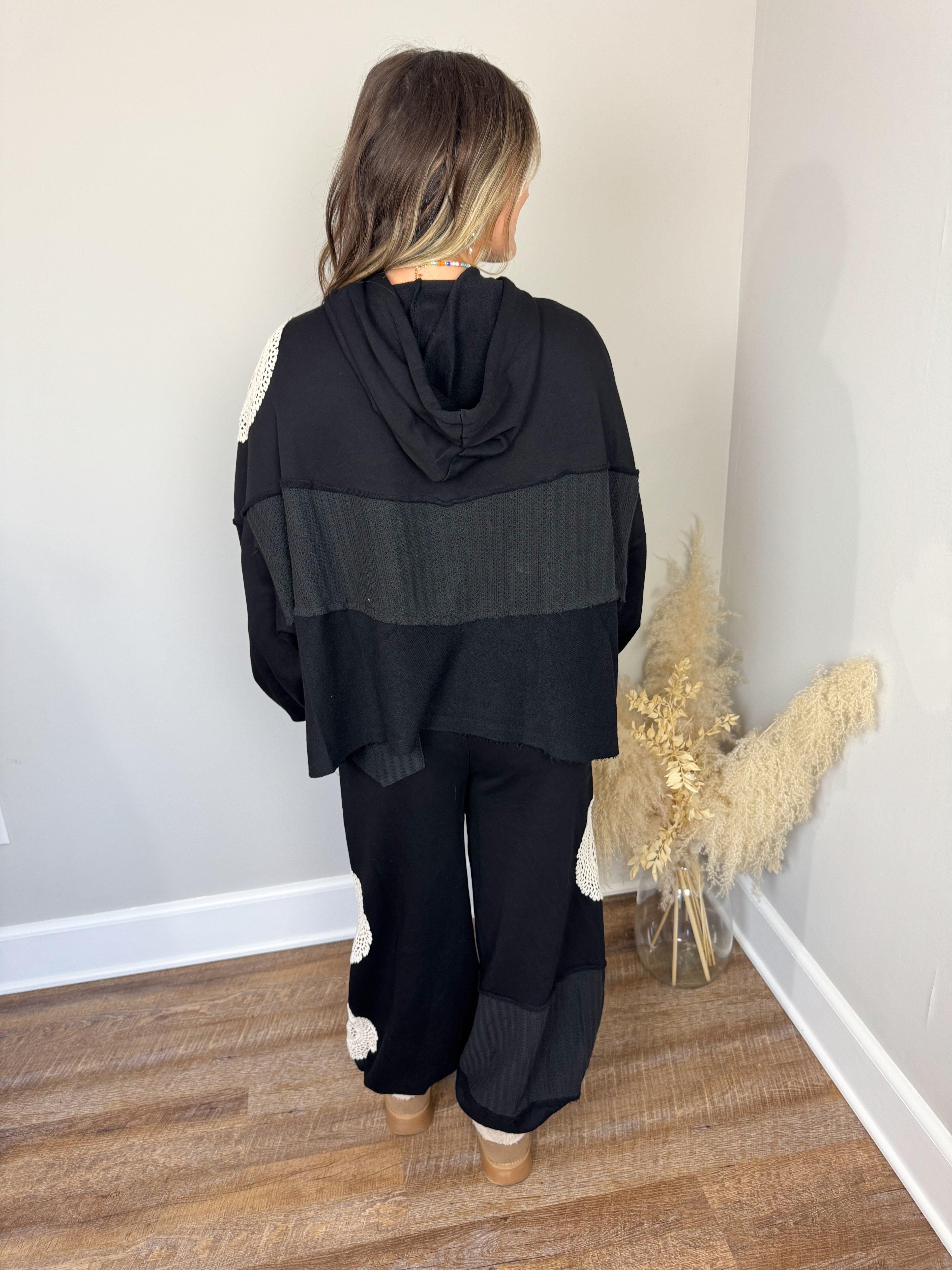 Kylie Crochet Hoodie | Black [Love Sal X POL]