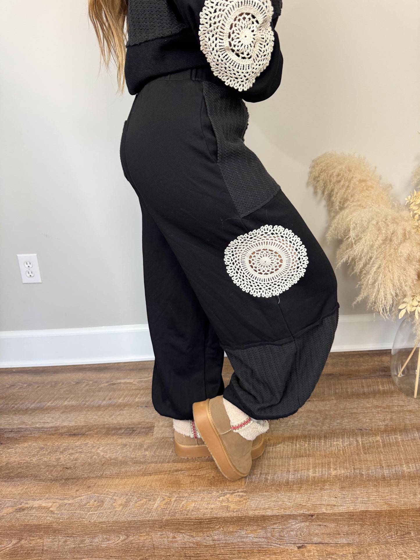 Kylie Crochet Joggers | Black [Love Sal X POL]