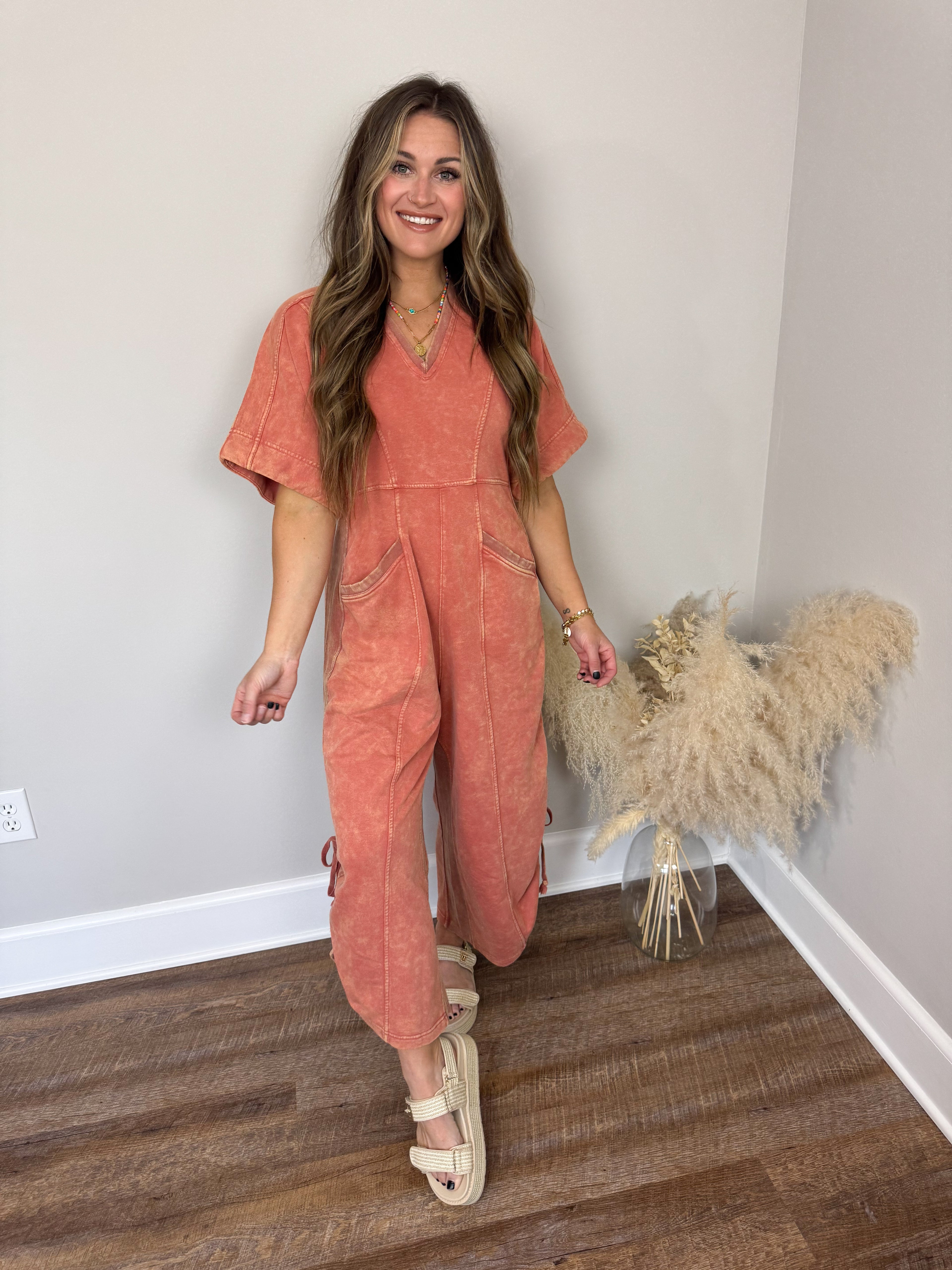 Estate V-Neck Jumpsuit | Spice FINAL SALE