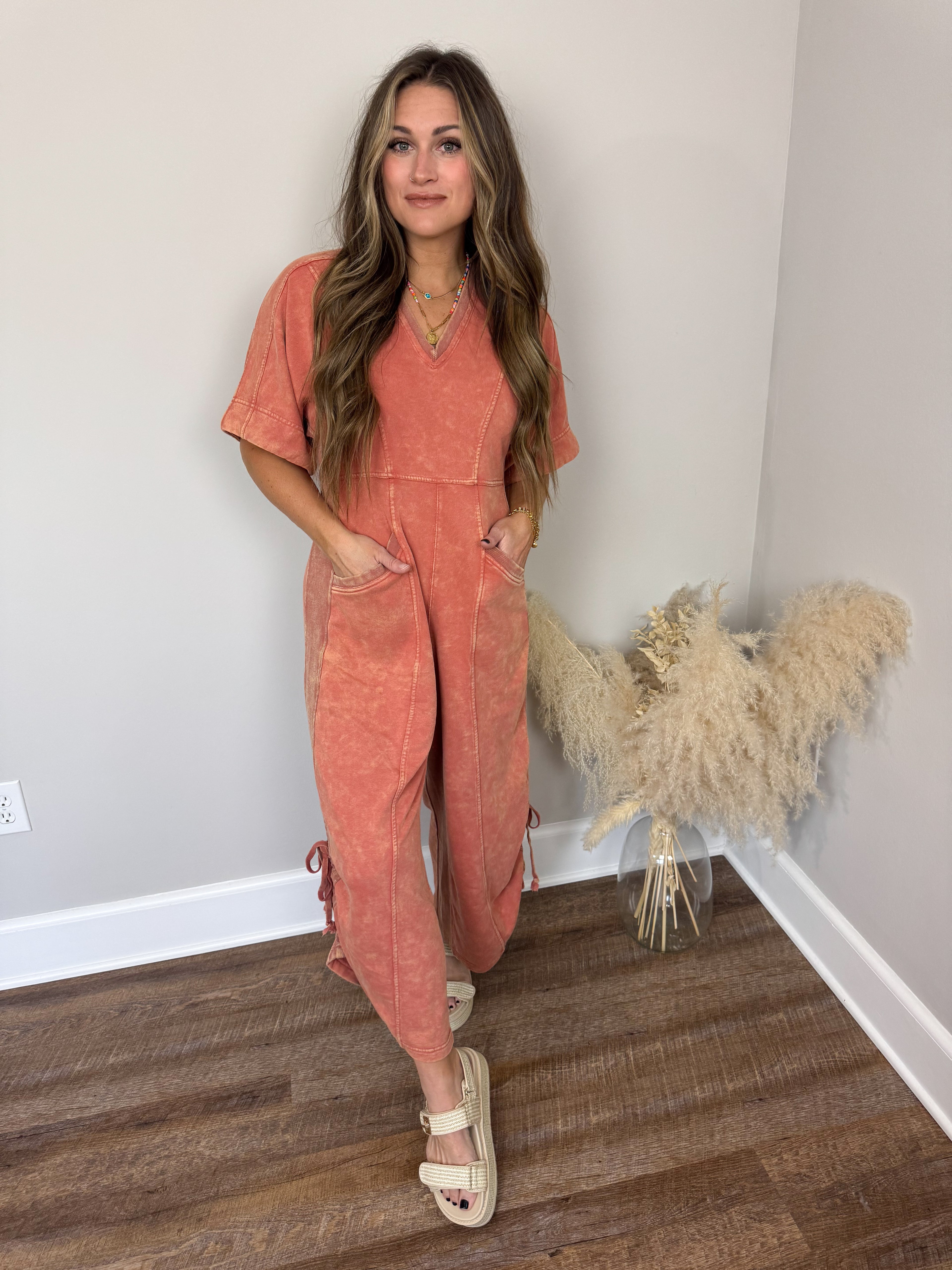 Estate V-Neck Jumpsuit | Spice FINAL SALE