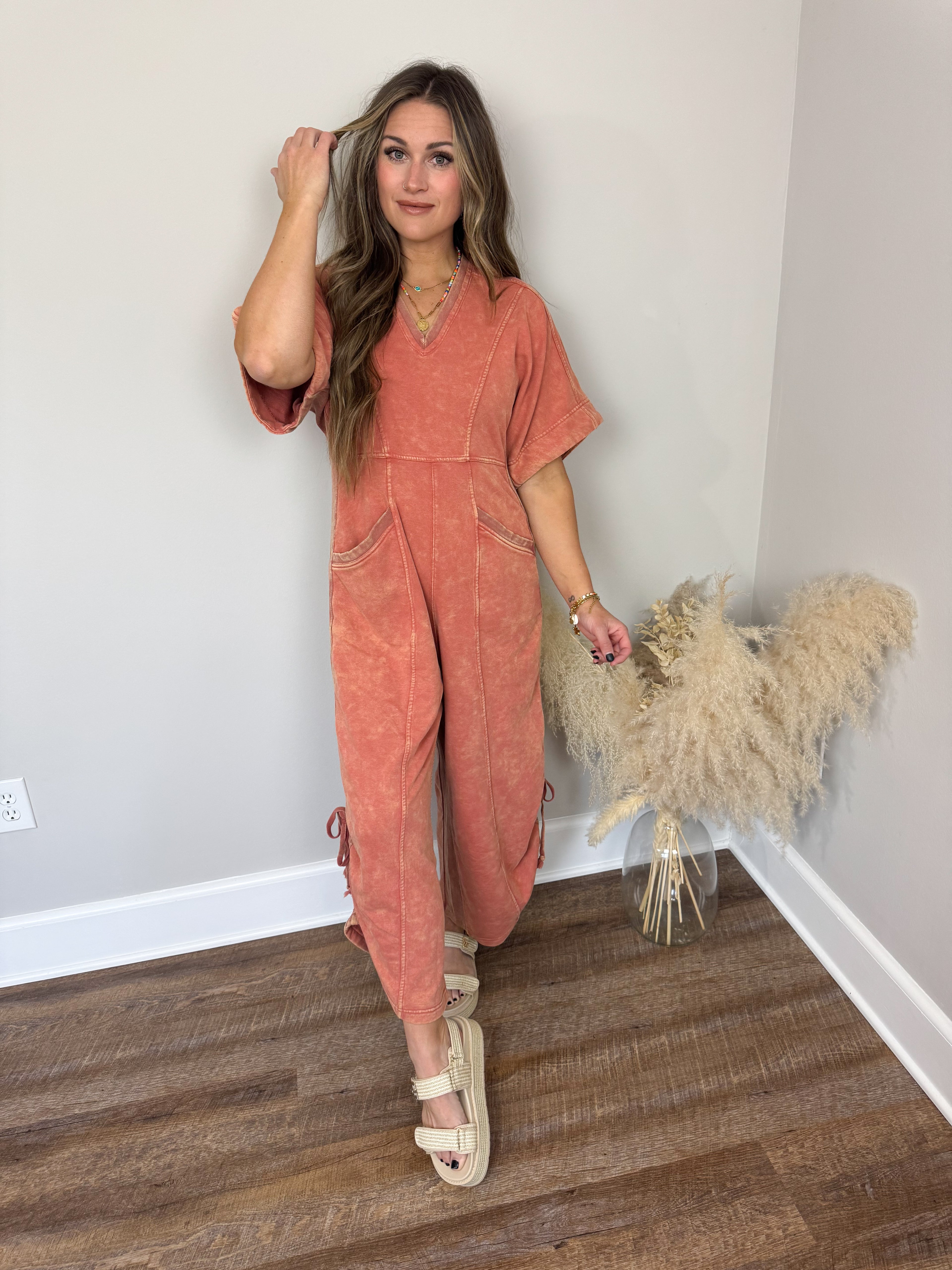 Estate V-Neck Jumpsuit | Spice FINAL SALE
