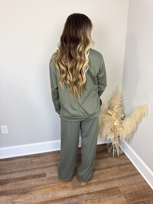 Devlin Wide Leg Pants | Olive