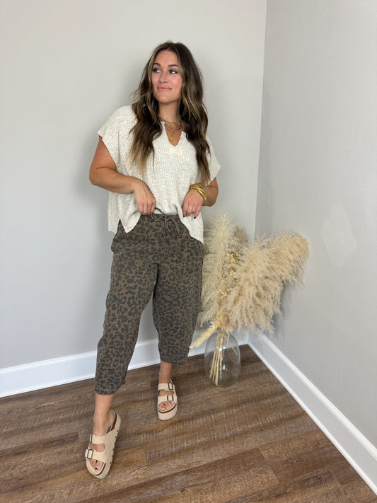 Raven Leopard Barrel Pants | Brown