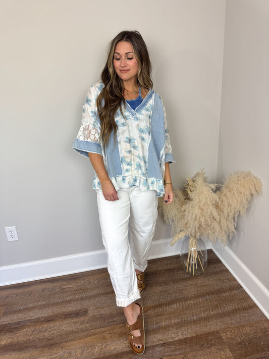 Mia Floral Top | Blue