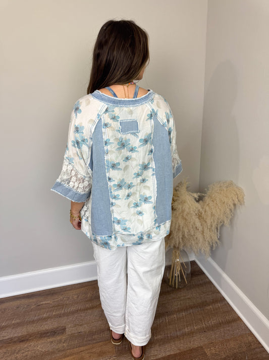 Mia Floral Top | Blue