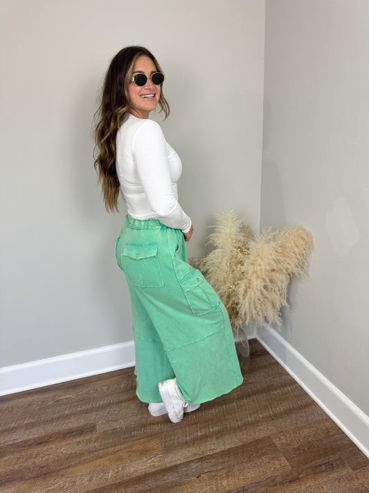 Feeling Good Wide Leg Pants | Atlantic Green