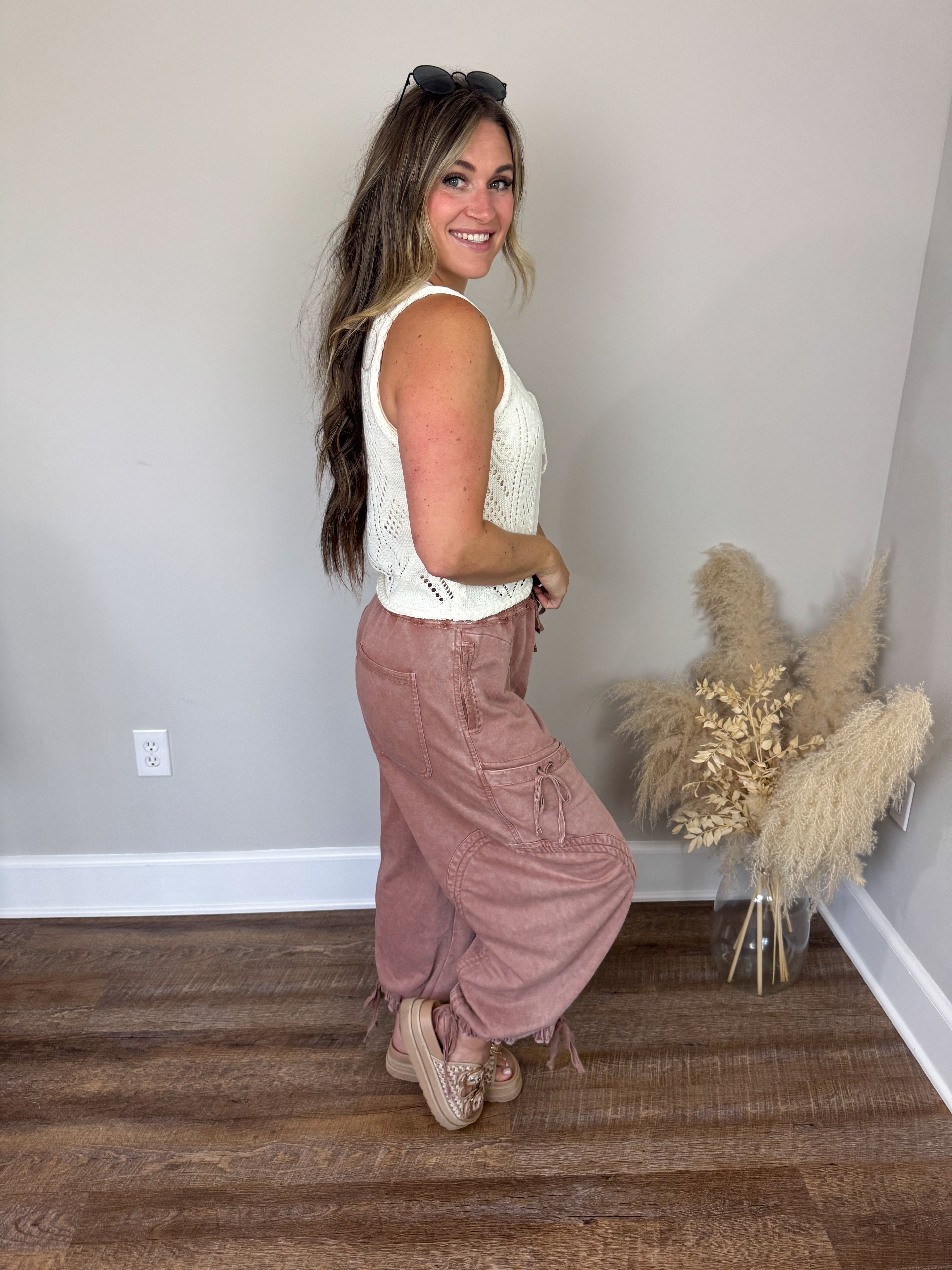 Heritage French Terry Pants | Red Bean