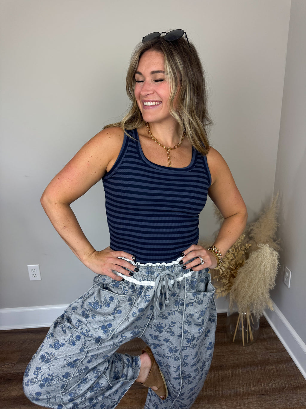 Williams Striped Tank | Navy