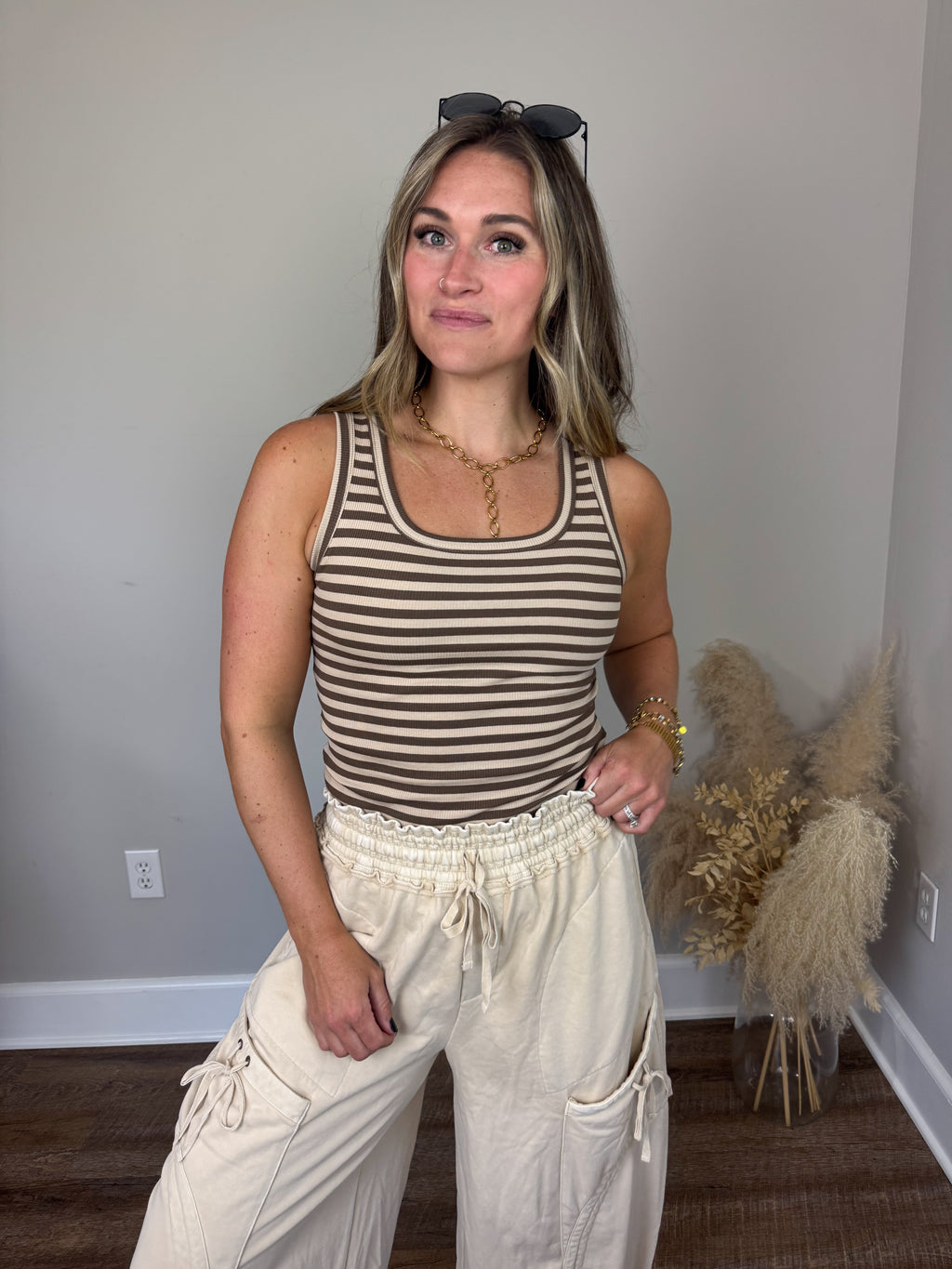Williams Striped Tank | Brown