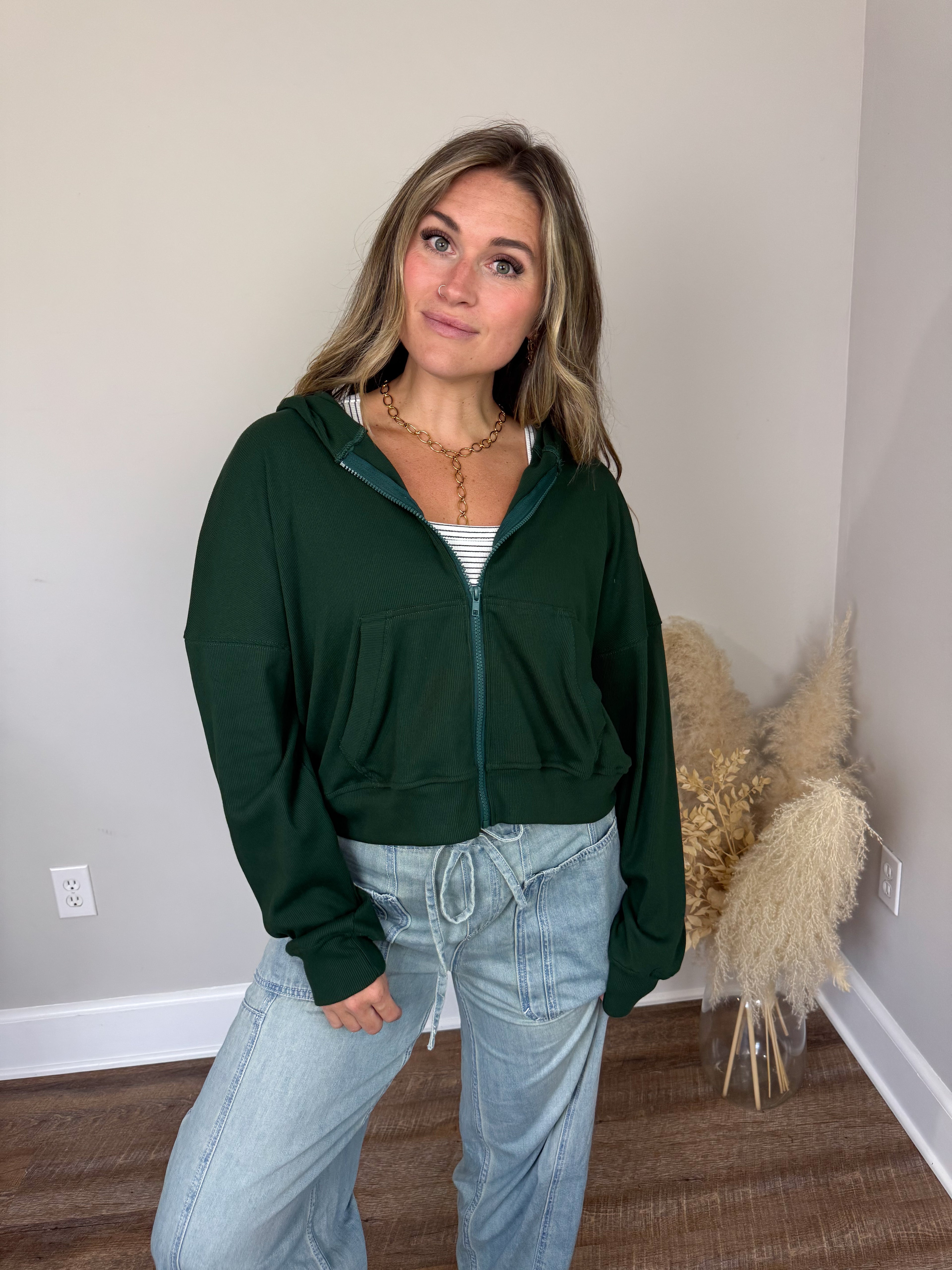 Exton Zip Up Hoodie | Green