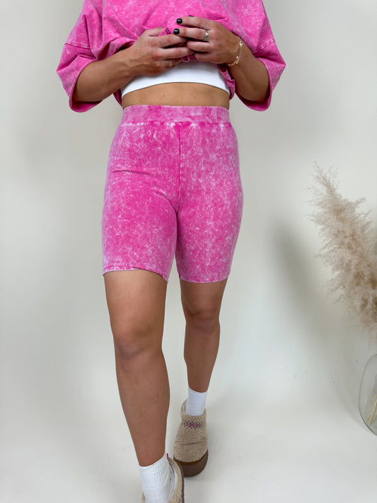 Decan Acid Wash Shorts | Pink FINAL SALE