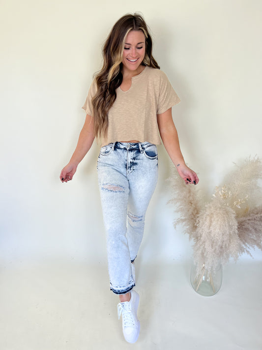 Ella Cropped T-Shirt | Taupe