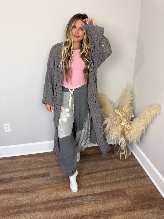 Muse Crochet Cardigan | Charcoal