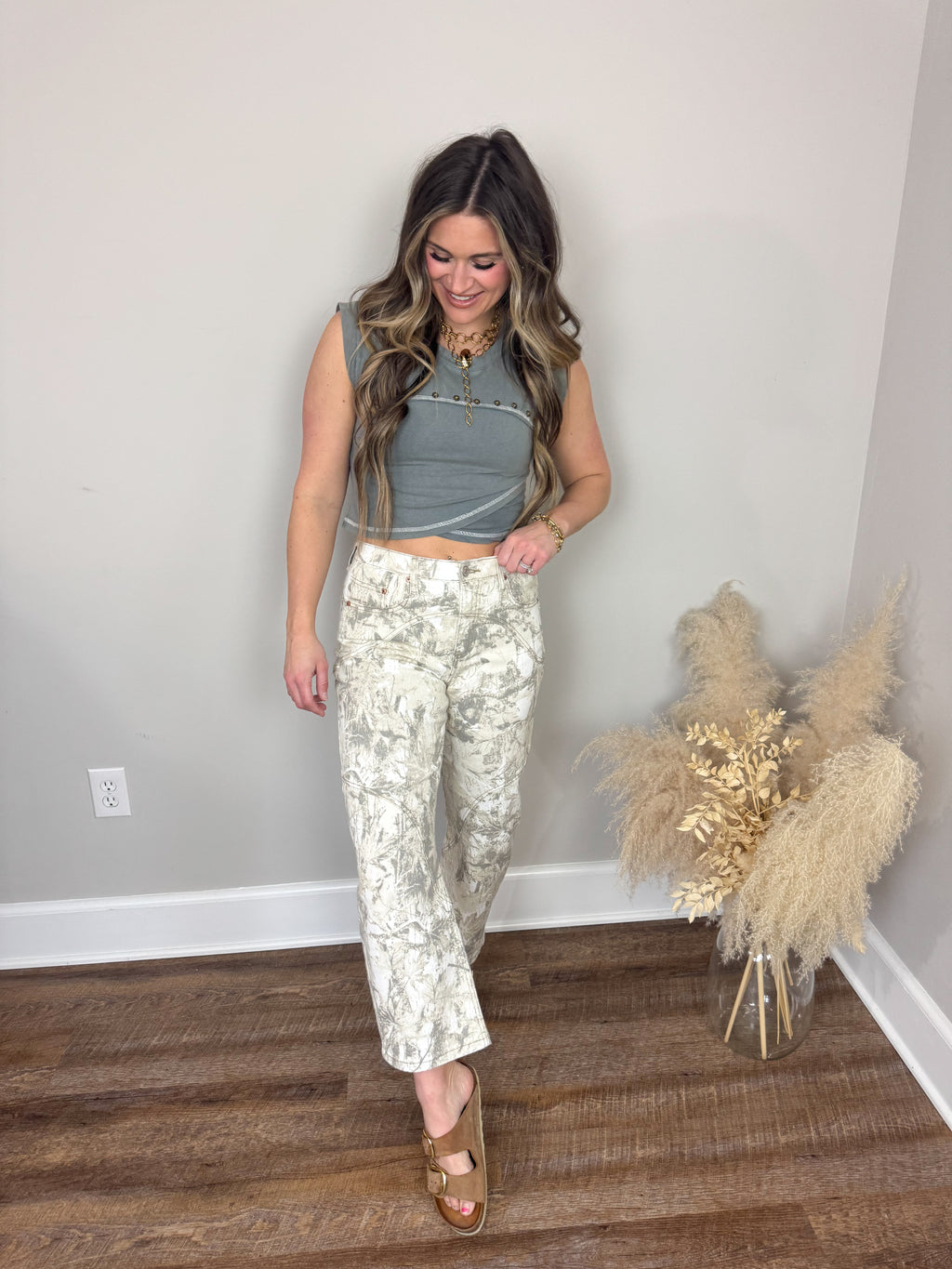 Saige Camo Barrel Jeans