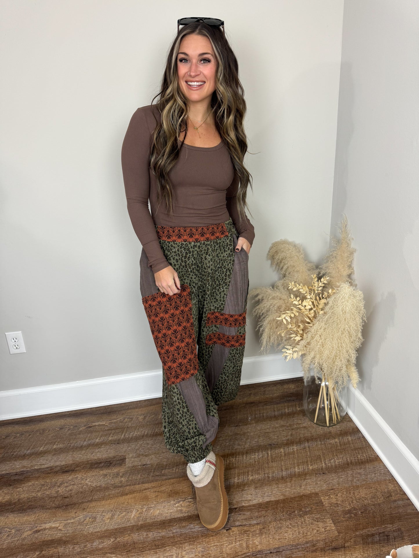 Bowen Patchwork Pants | Leopard