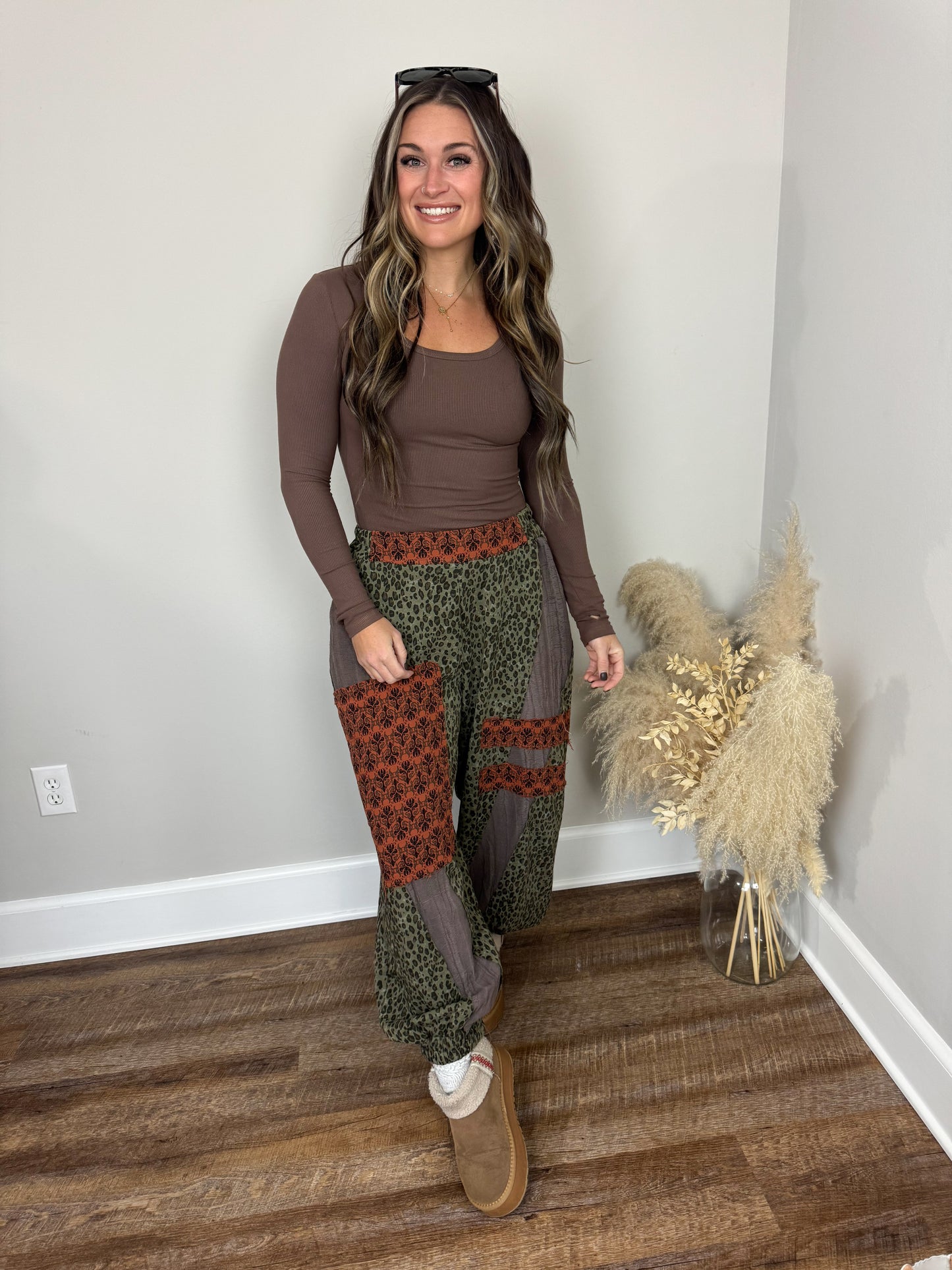 Bowen Patchwork Pants | Leopard