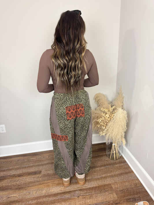 Bowen Patchwork Pants | Leopard