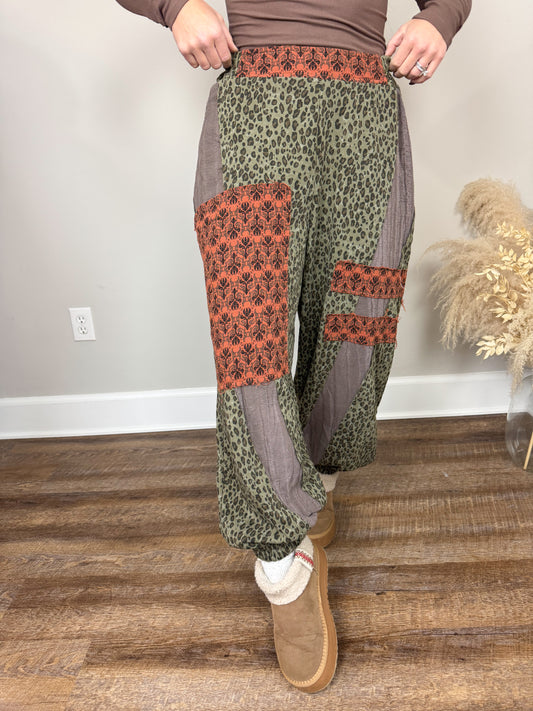 Bowen Patchwork Pants | Leopard