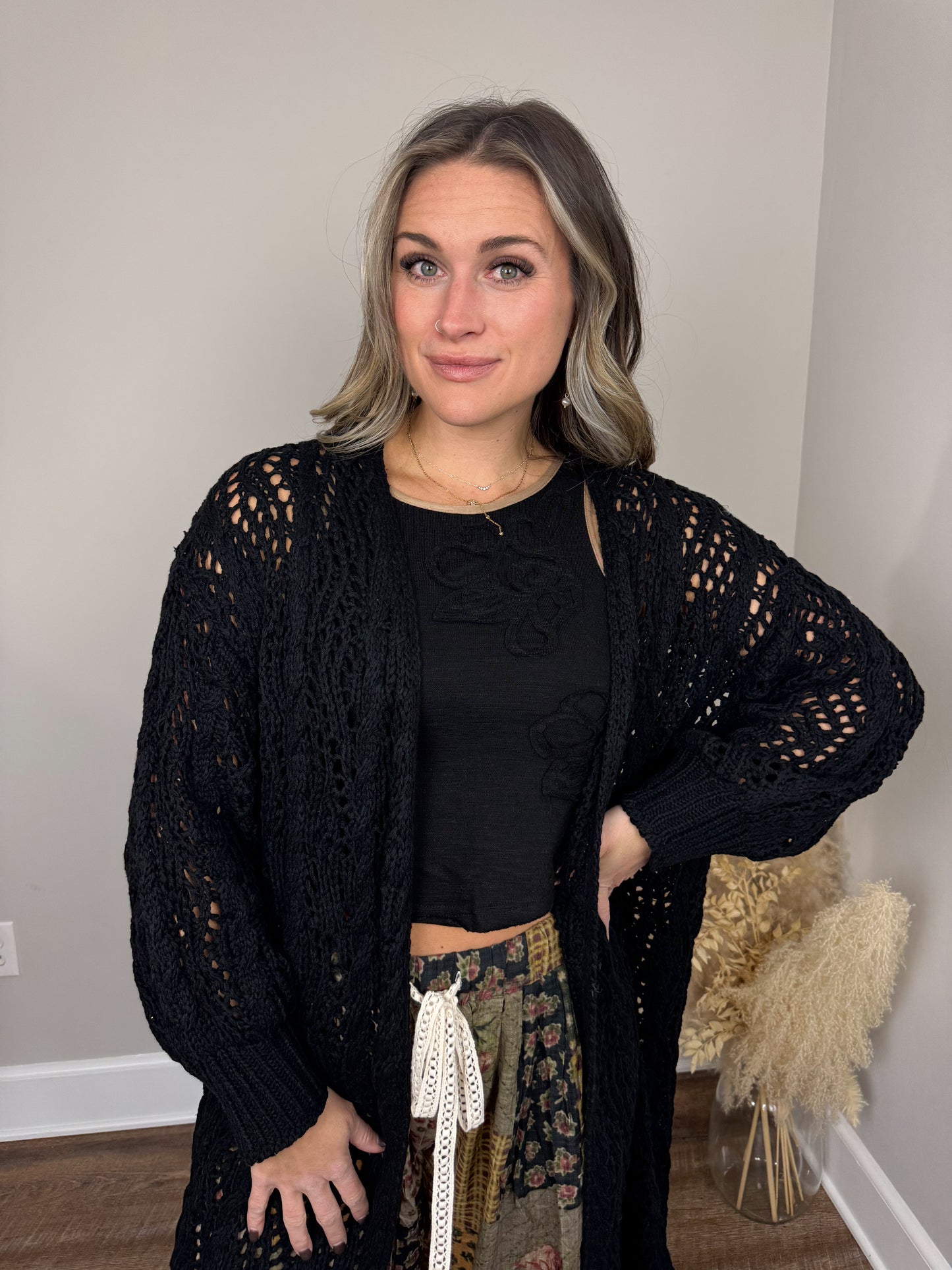 Arnold Crochet Cardigan | Black