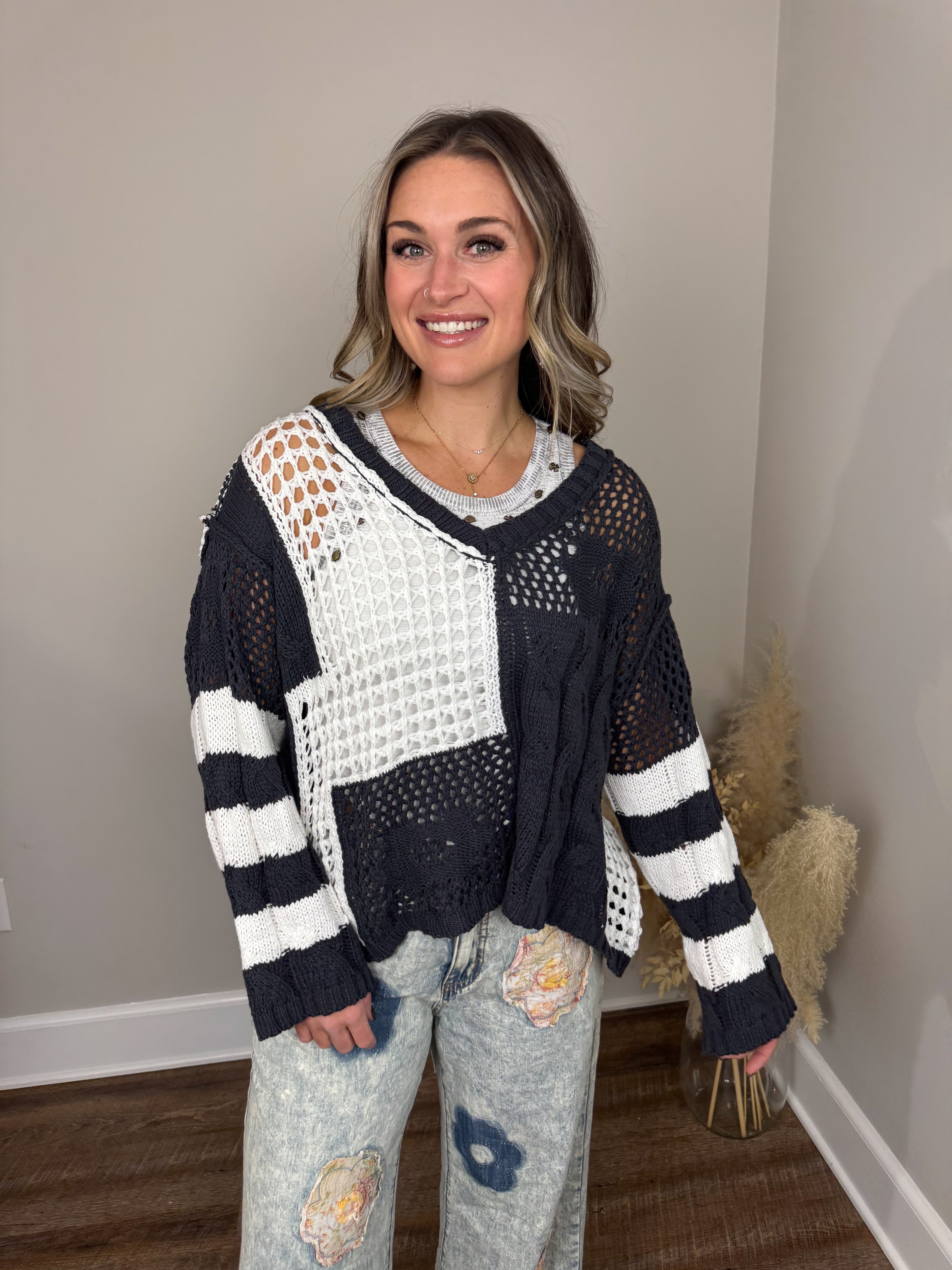 Bypass Knit Sweater | Charcoal