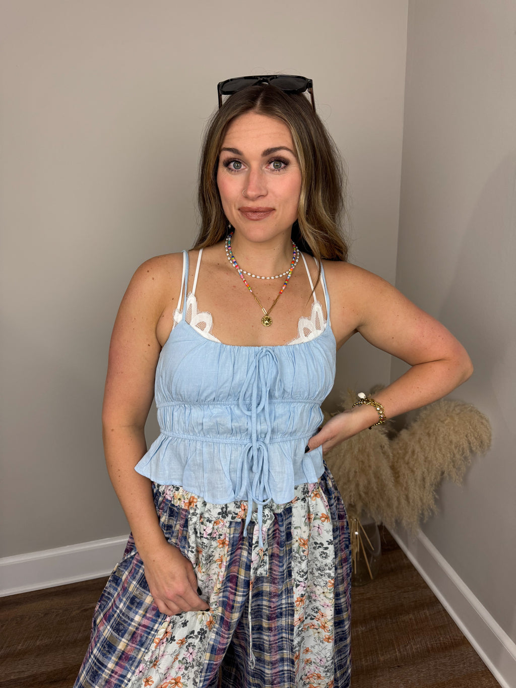 Anson Ruffled Top | Light Blue FINAL SALE