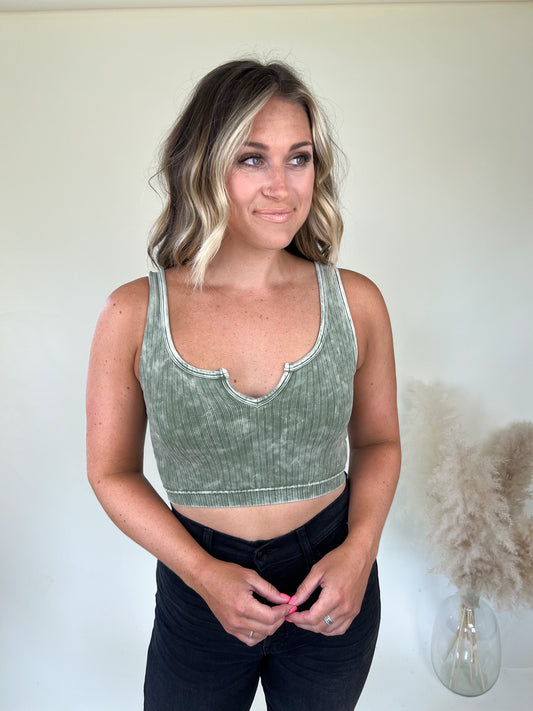 Vices Crop Top | Ash Olive