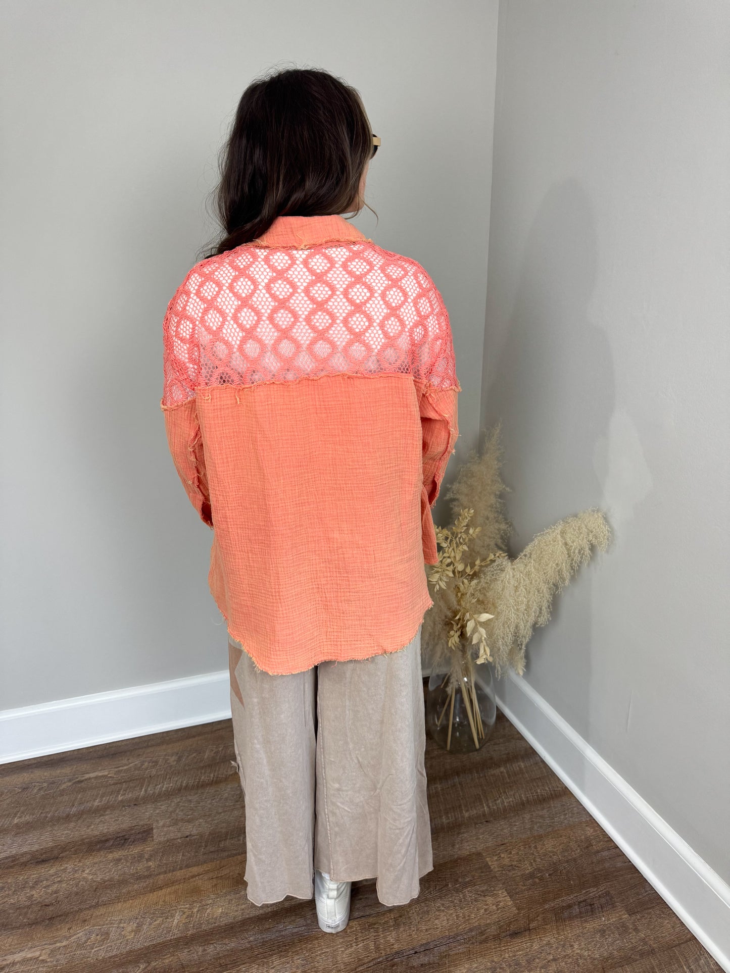 Can't Deny Lace Top | Orange