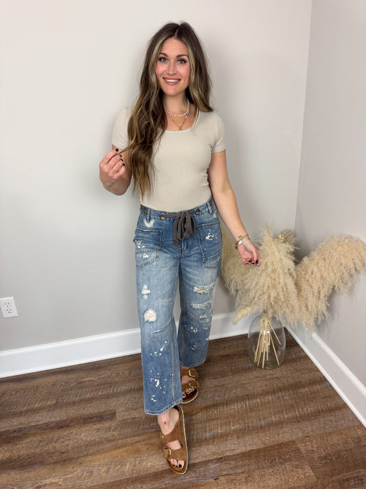 Clark Short Sleeve Top | Beige