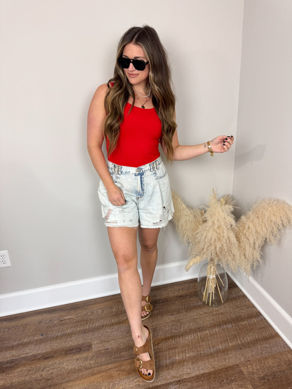 Clark Scoop Tank Top | Red