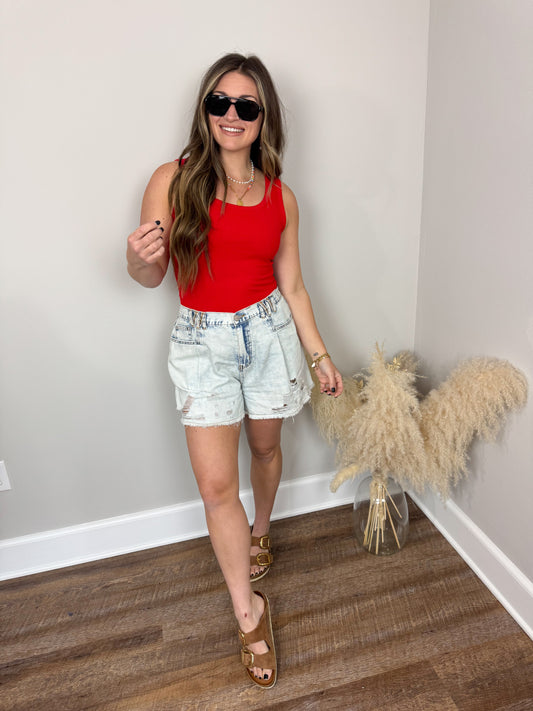 Clark Scoop Tank Top | Red