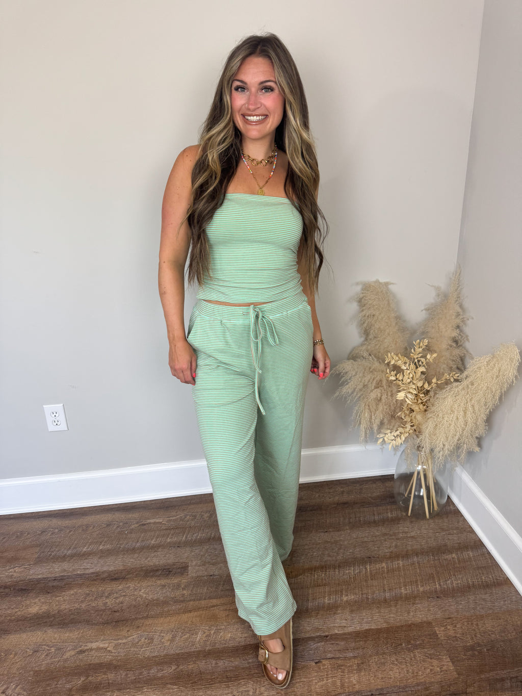 Atlanta Striped Tube Top | Mint/Orange