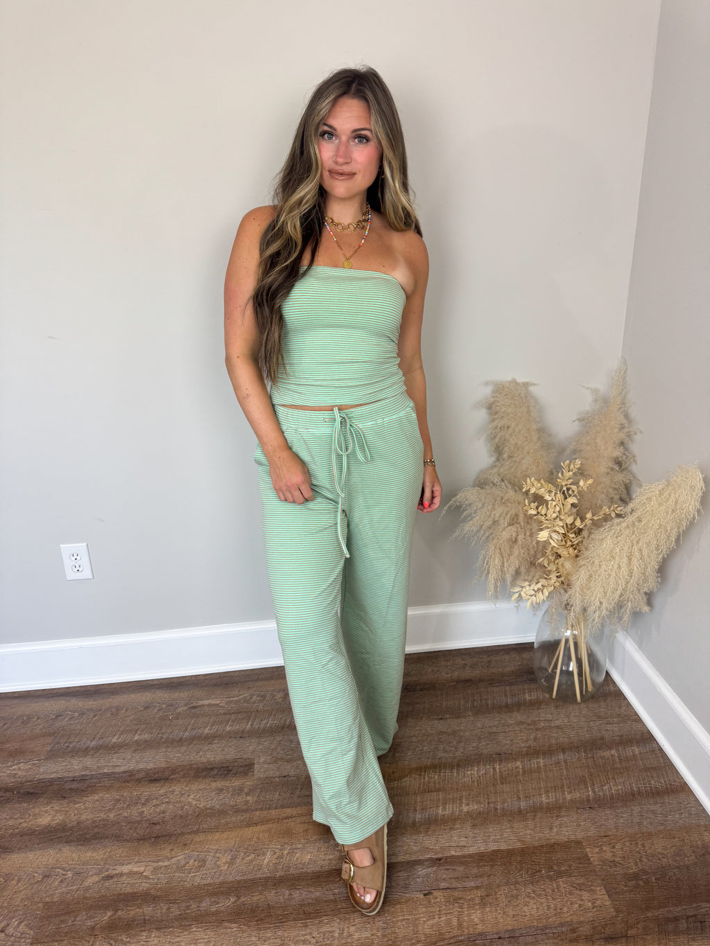 Atlanta Striped Pants | Mint/Orange